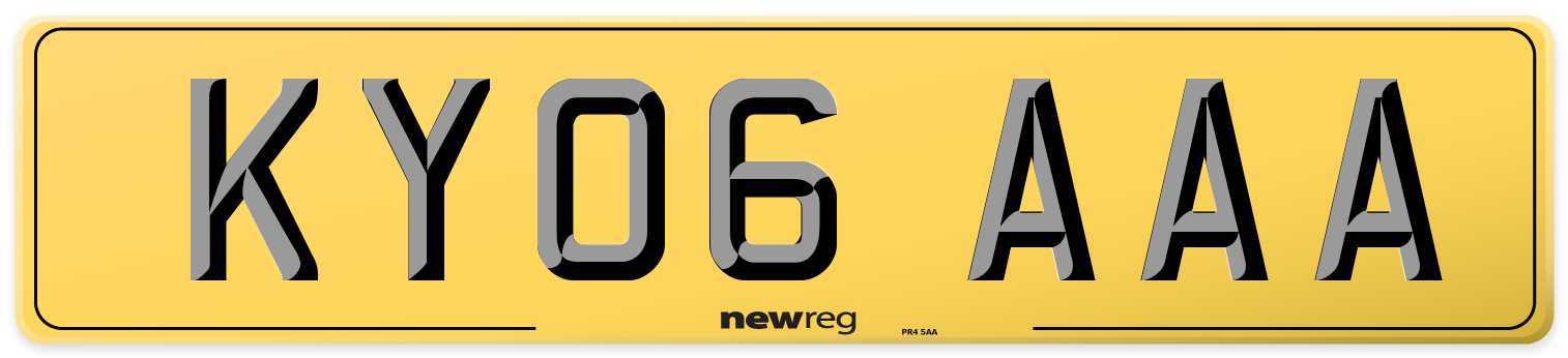 KY06 AAA Rear Number Plate