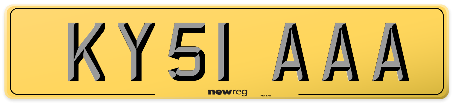 KY51 AAA Rear Number Plate