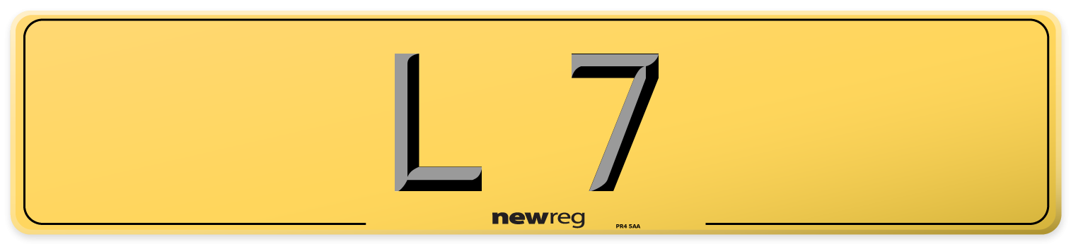 L 7 Rear Number Plate