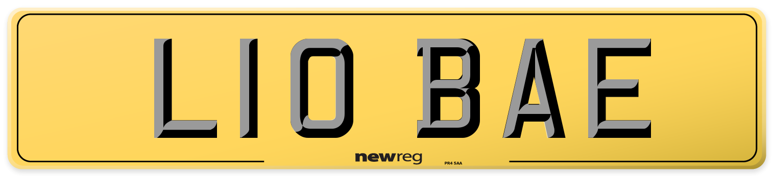 L10 BAE Rear Number Plate