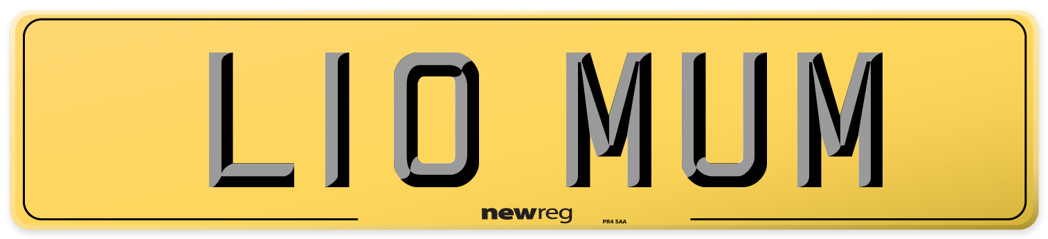 L10 MUM Rear Number Plate