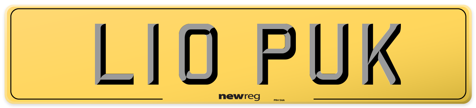 L10 PUK Rear Number Plate