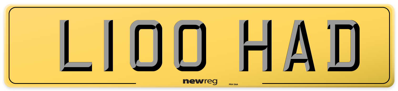 L100 HAD Rear Number Plate