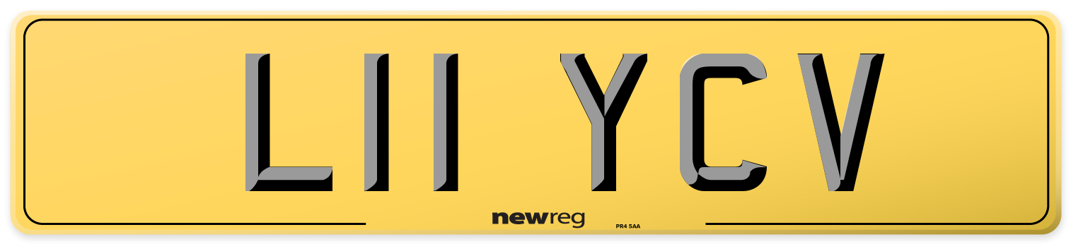 L11 YCV Rear Number Plate