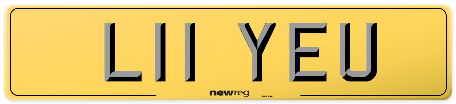 L11 YEU Rear Number Plate