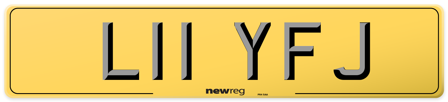 L11 YFJ Rear Number Plate
