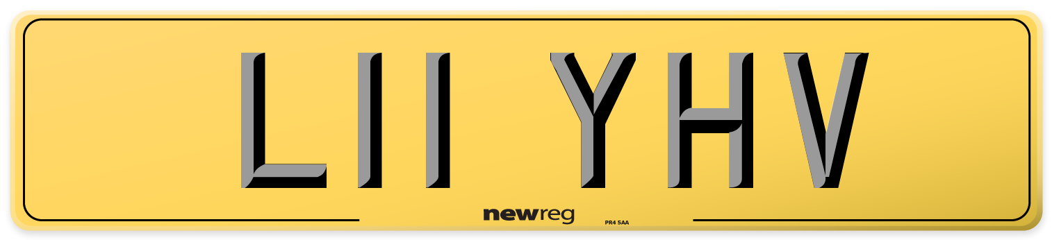 L11 YHV Rear Number Plate