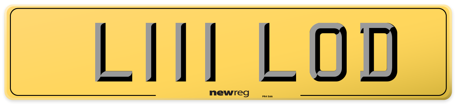 L111 LOD Rear Number Plate
