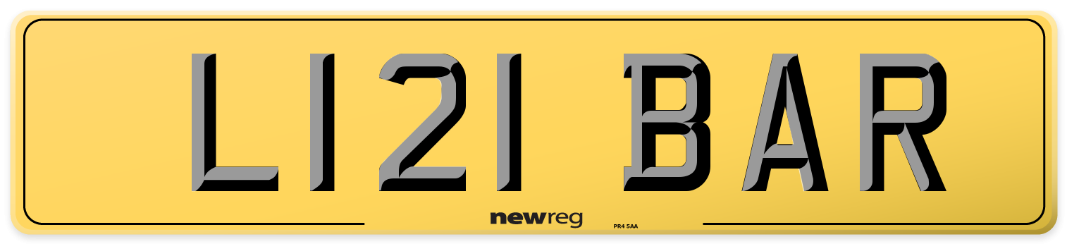 L121 BAR Rear Number Plate