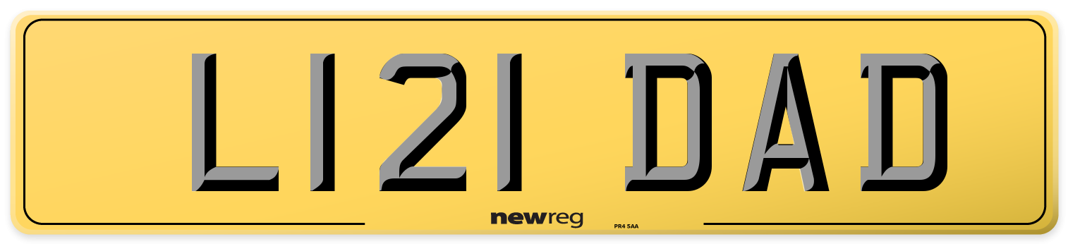 L121 DAD Rear Number Plate
