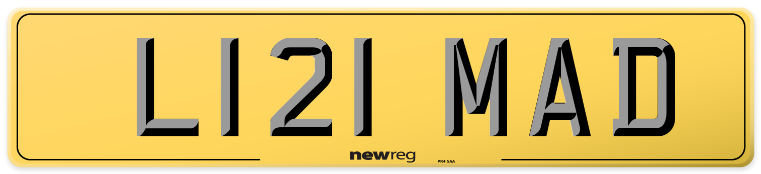 L121 MAD Rear Number Plate