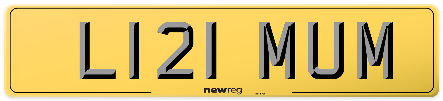 L121 MUM Rear Number Plate