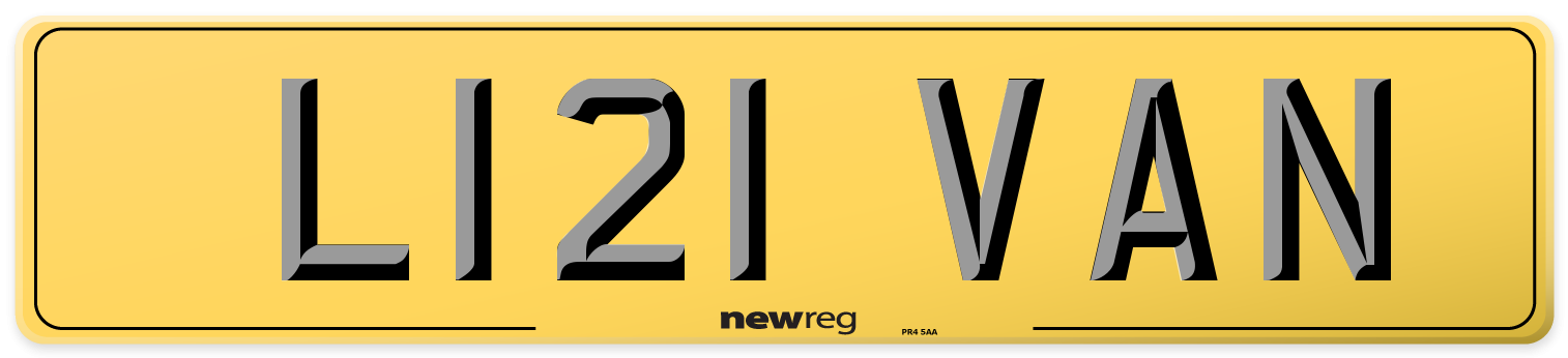L121 VAN Rear Number Plate