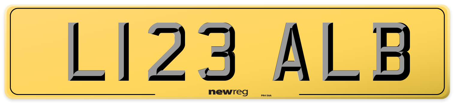 L123 ALB Rear Number Plate