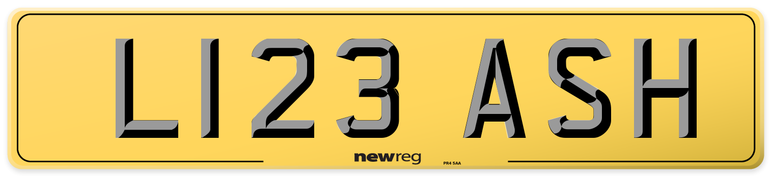 L123 ASH Rear Number Plate