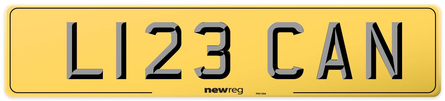 L123 CAN Rear Number Plate