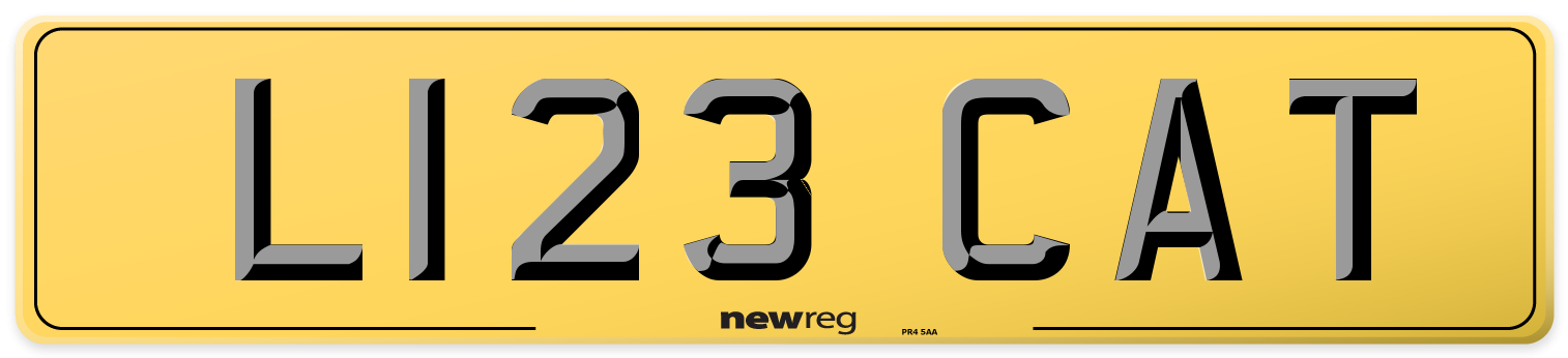 L123 CAT Rear Number Plate