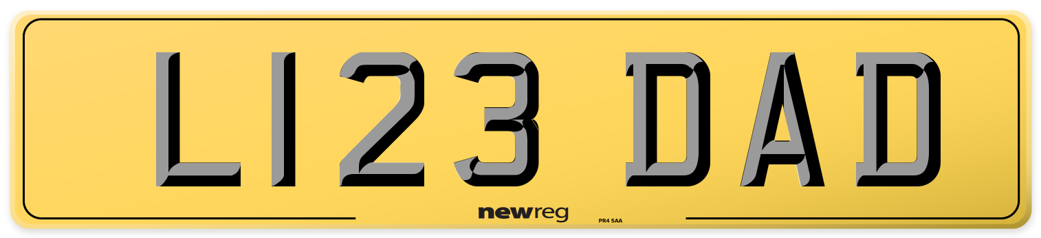 L123 DAD Rear Number Plate