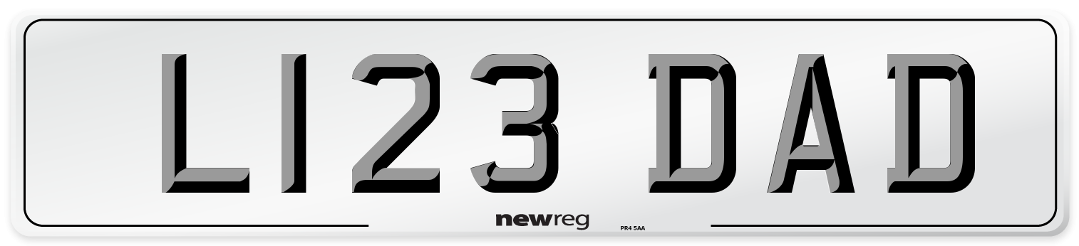 L123 DAD Front Number Plate