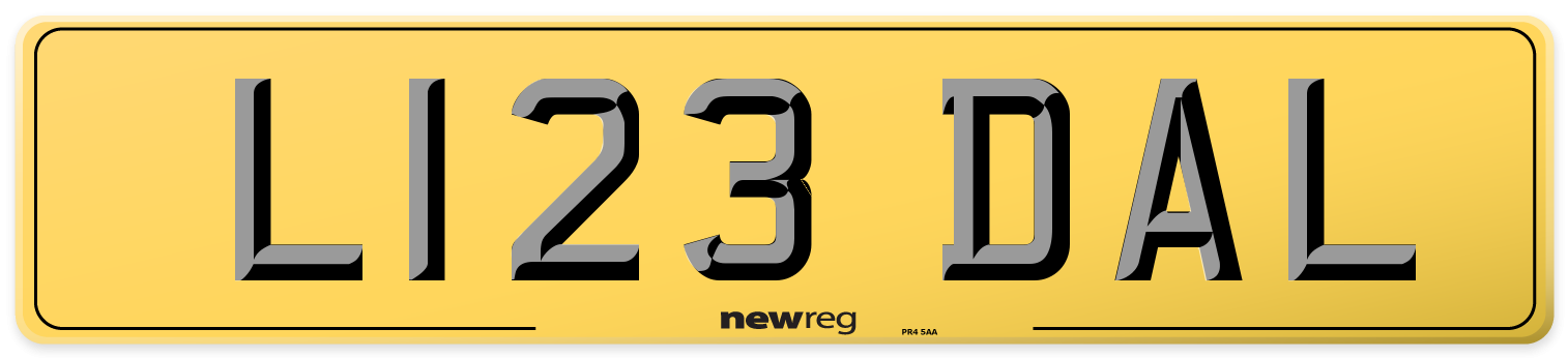L123 DAL Rear Number Plate