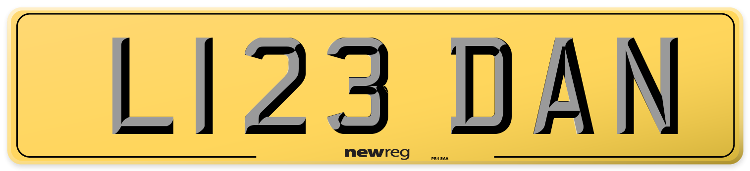 L123 DAN Rear Number Plate