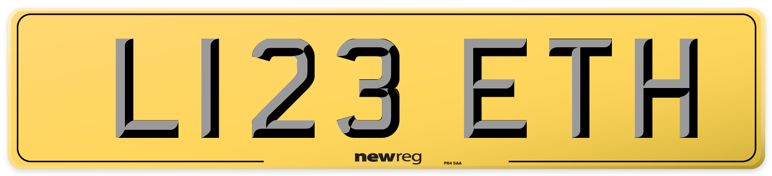 L123 ETH Rear Number Plate