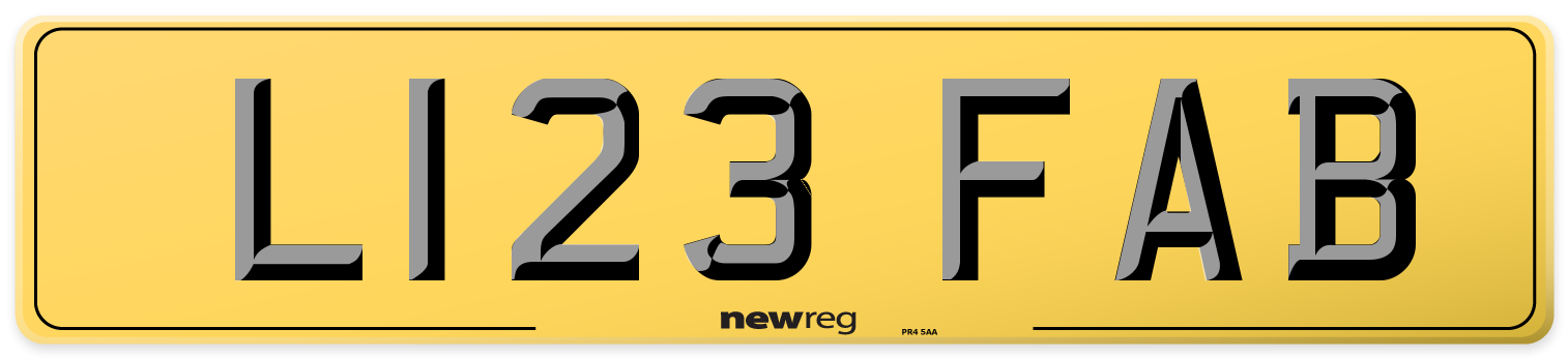 L123 FAB Rear Number Plate