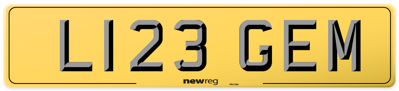 L123 GEM Rear Number Plate