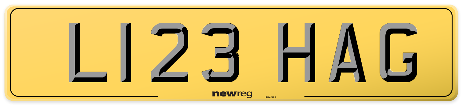 L123 HAG Rear Number Plate