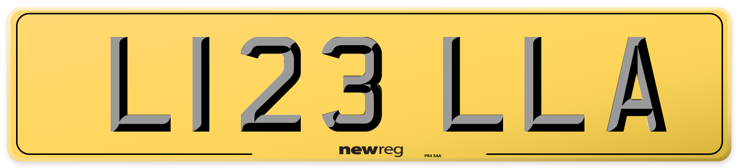L123 LLA Rear Number Plate