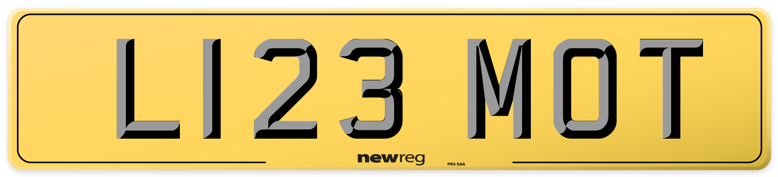 L123 MOT Rear Number Plate