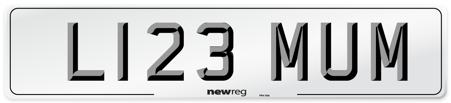 L123 MUM Front Number Plate