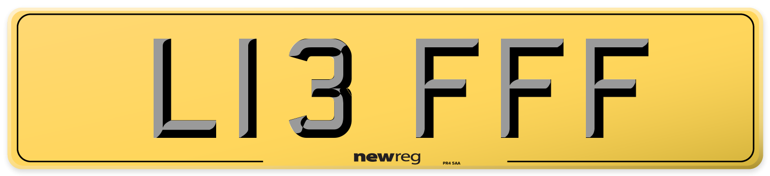 L13 FFF Rear Number Plate