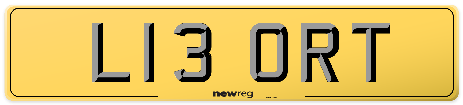 L13 ORT Rear Number Plate
