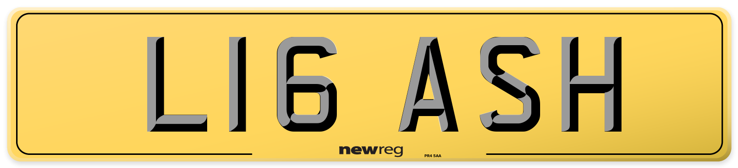 L16 ASH Rear Number Plate