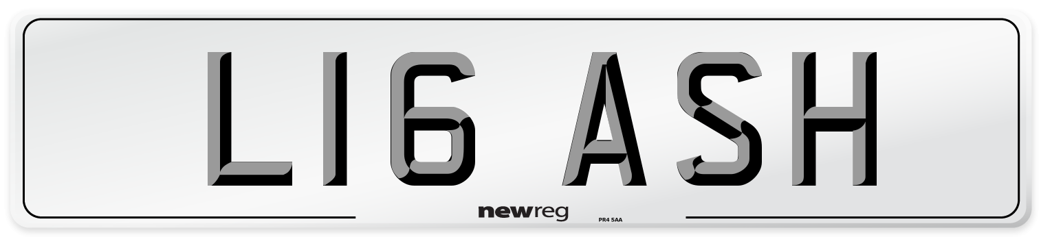 L16 ASH Front Number Plate