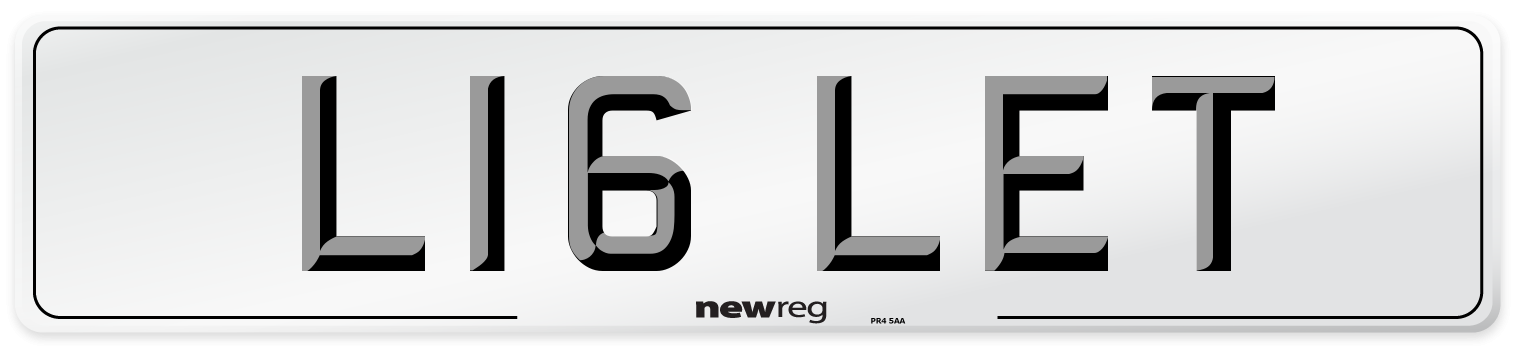 L16 LET Front Number Plate
