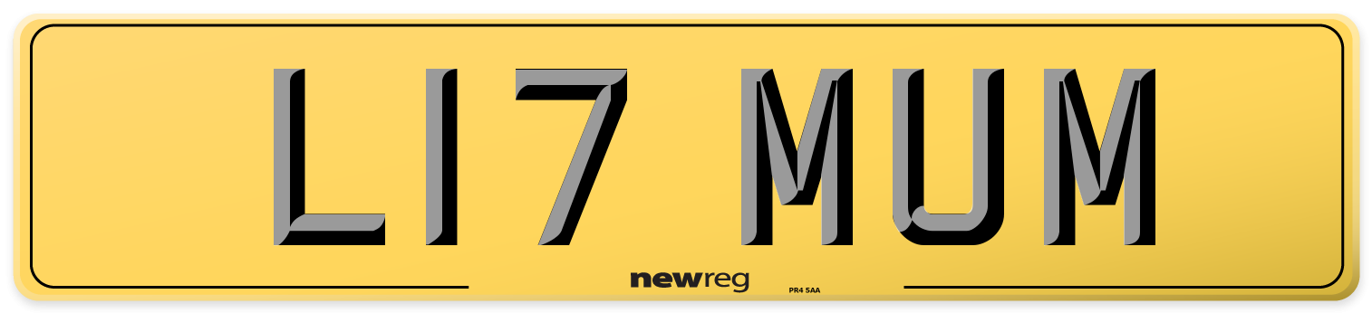 L17 MUM Rear Number Plate