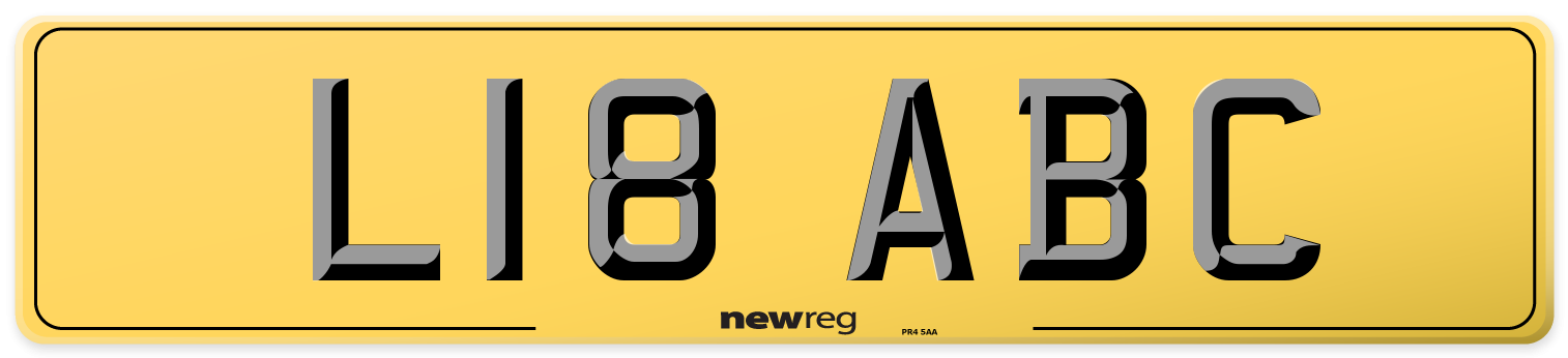 L18 ABC Rear Number Plate
