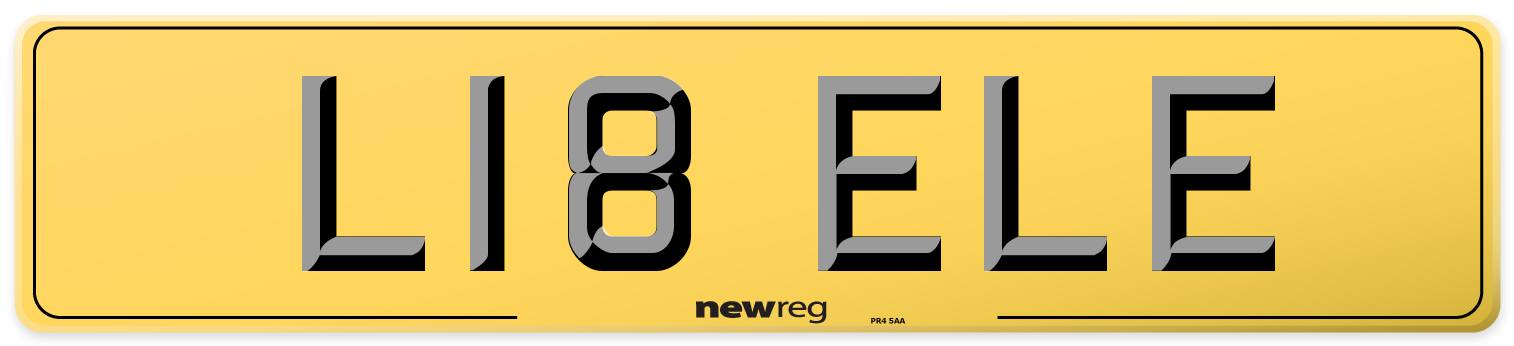 L18 ELE Rear Number Plate