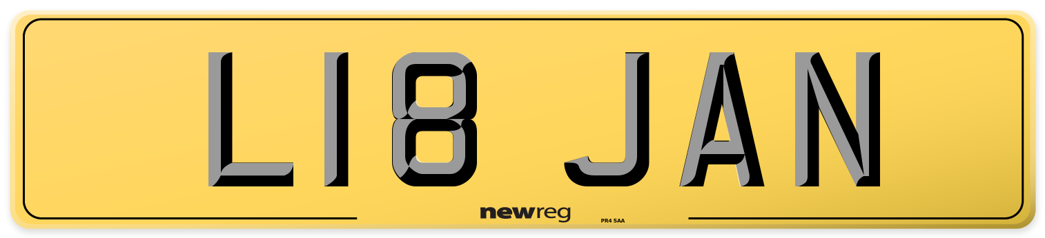 L18 JAN Rear Number Plate