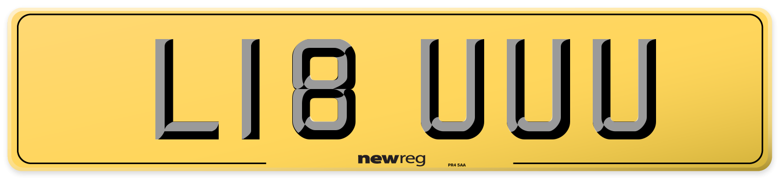L18 UUU Rear Number Plate