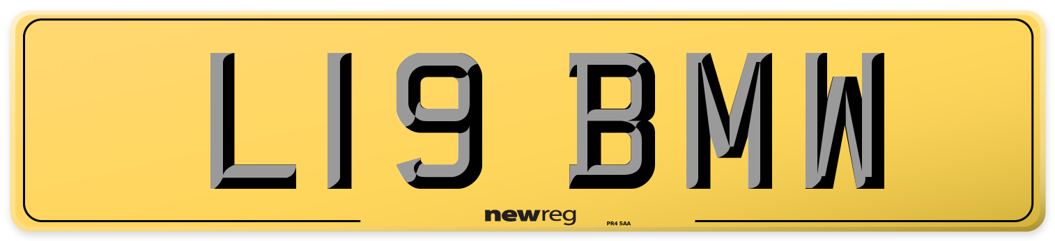 L19 BMW Rear Number Plate