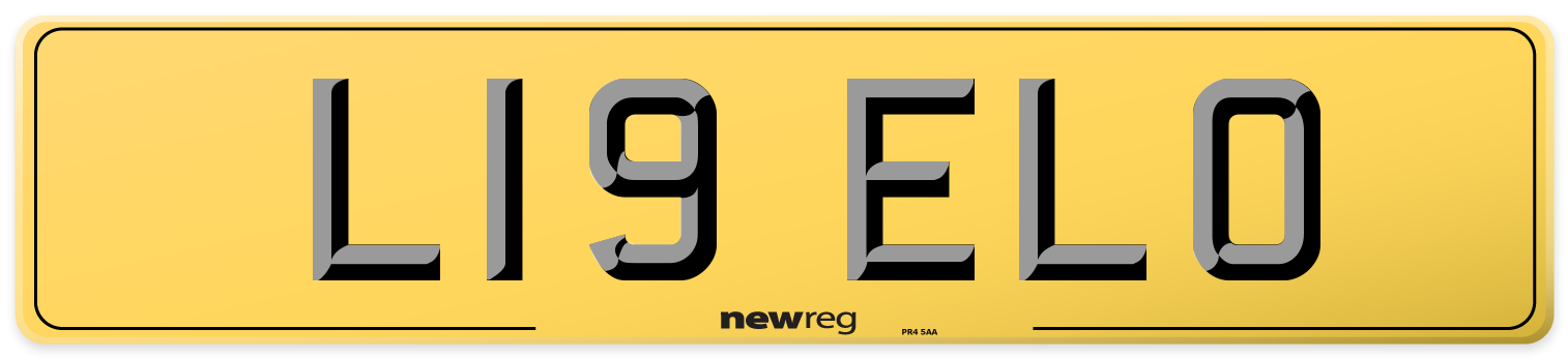 L19 ELO Rear Number Plate
