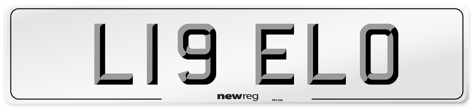 L19 ELO Front Number Plate
