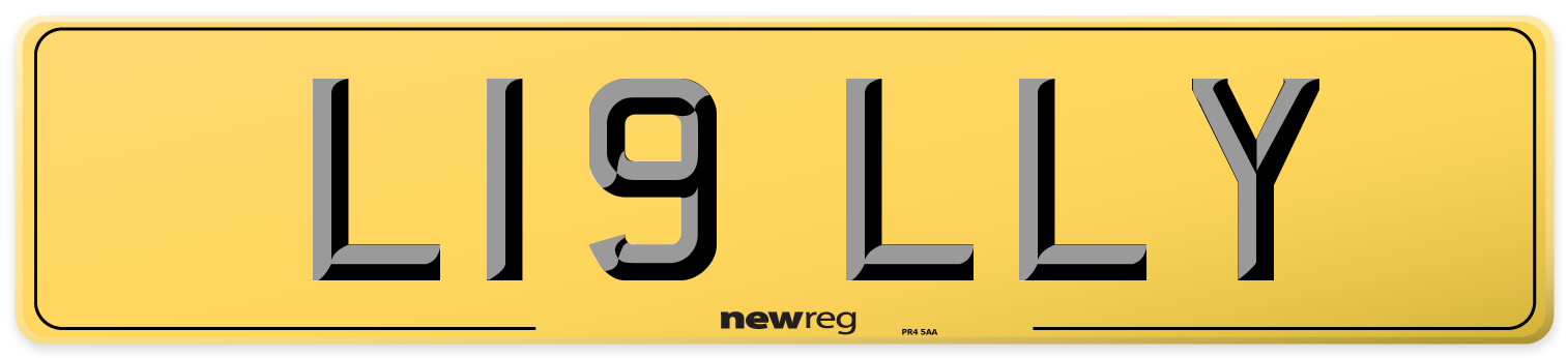 L19 LLY Rear Number Plate