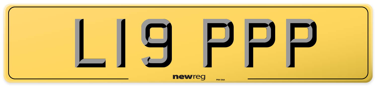 L19 PPP Rear Number Plate