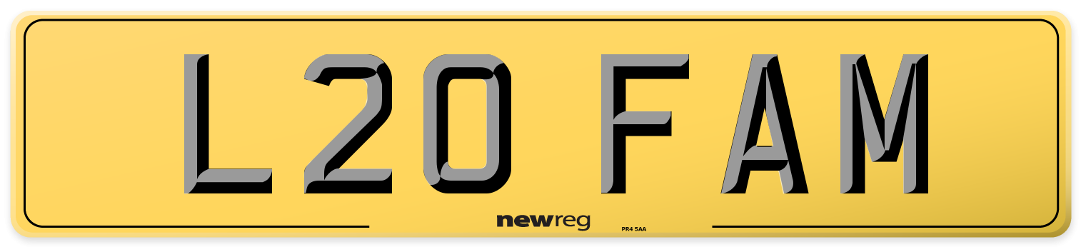 L20 FAM Rear Number Plate