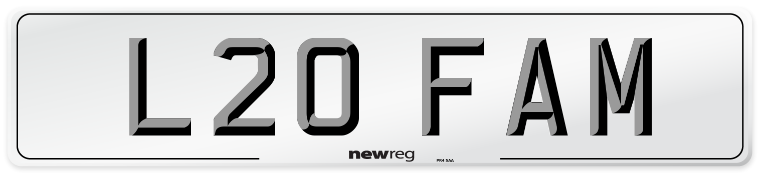 L20 FAM Front Number Plate