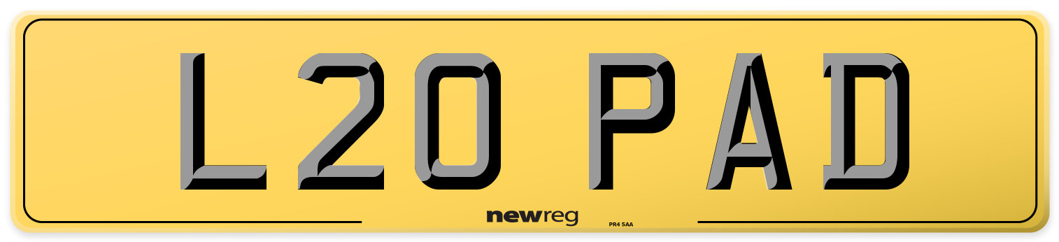 L20 PAD Rear Number Plate